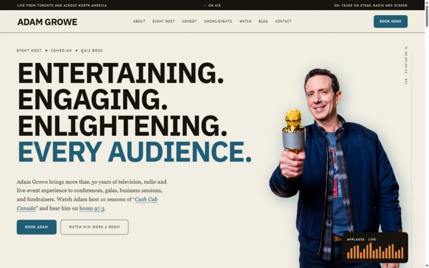 Adam Growe: A familiar face. A website with his timing.
