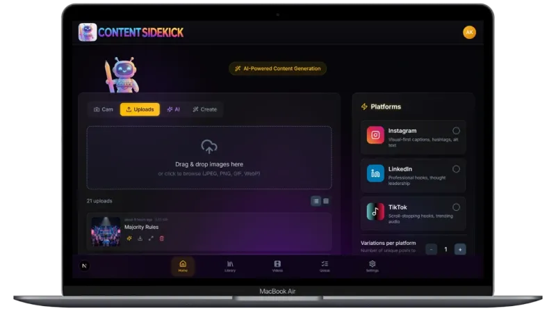 Content Sidekick project interface
