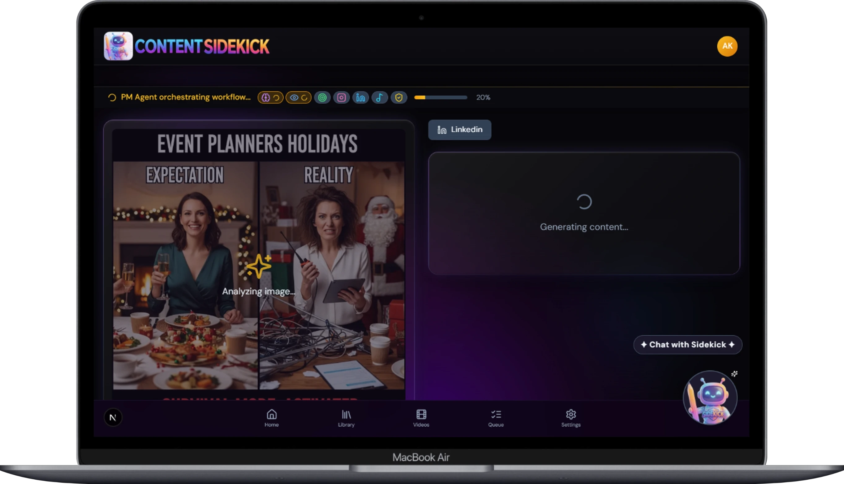 Content Sidekick analysis view