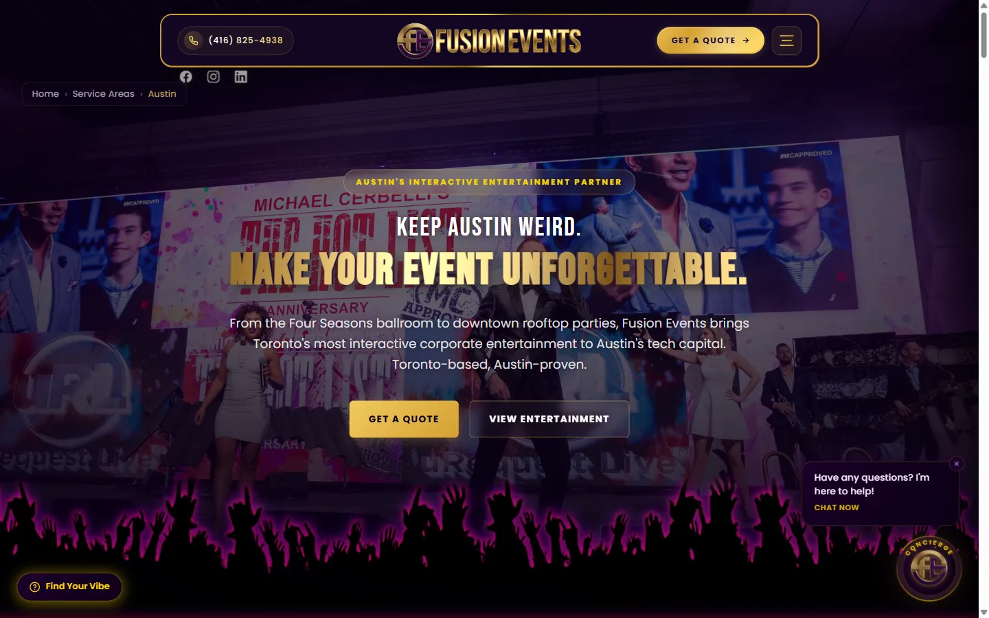 Austin location-specific landing page