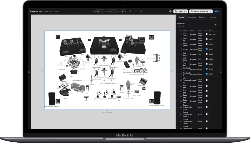 StagePlot Pro project interface